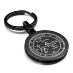 Stainless Steel Seal of Archangel Samael Round Medallion Keychain