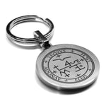 Stainless Steel Seal of Archangel Samael Round Medallion Keychain