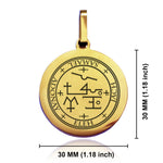 Stainless Steel Seal of Archangel Samael Round Medallion Keychain