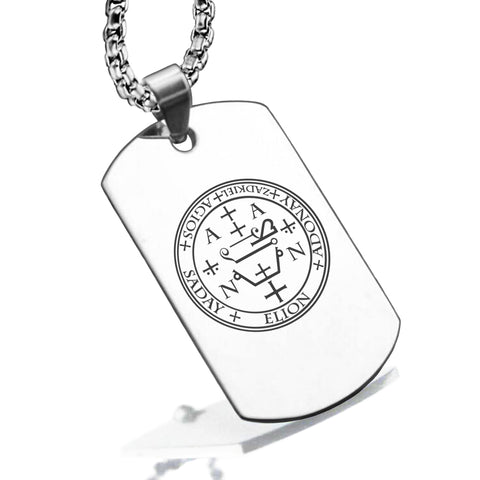 Stainless Steel Seal of Archangel Zadkiel Dog Tag Pendant