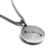 Stainless Steel Aries (Ram) Astrology Constellations Round Medallion Pendant