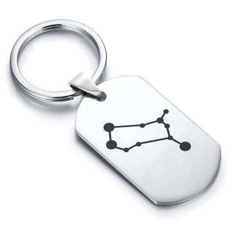 Stainless Steel Gemini (Twins) Astrology Constellations Dog Tag Keychain - Comfort Zone Studios