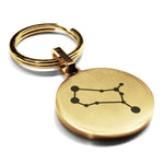Stainless Steel Gemini (Twins) Astrology Constellations Round Medallion Keychain