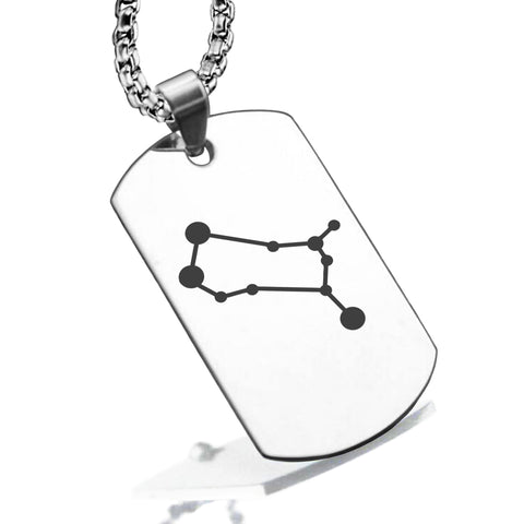 Stainless Steel Gemini (Twins) Astrology Constellations Dog Tag Pendant - Comfort Zone Studios