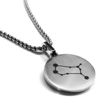 Stainless Steel Gemini (Twins) Astrology Constellations Round Medallion Pendant