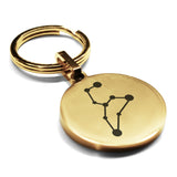 Stainless Steel Leo (Lion) Astrology Constellations Round Medallion Keychain