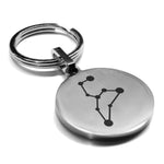 Stainless Steel Leo (Lion) Astrology Constellations Round Medallion Keychain