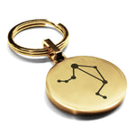 Stainless Steel Libra (Scales) Astrology Constellations Round Medallion Keychain