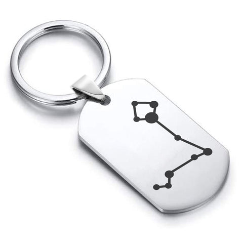 Stainless Steel Pisces (Two Fishes) Astrology Constellations Dog Tag Keychain - Comfort Zone Studios