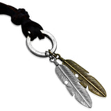 Antique Vintage Angel Bird Feather Ring Charm Adjustable Leather Necklace - Comfort Zone Studios