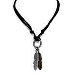 Antique Vintage Angel Bird Feather Ring Charm Adjustable Leather Necklace - Comfort Zone Studios