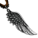 Antique Vintage Angel Bird Feather Genuine Brown Leather Military Ball Chain Necklace - Comfort Zone Studios
