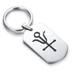Stainless Steel Antimony Alchemical Symbol Dog Tag Keychain - Comfort Zone Studios