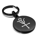 Stainless Steel Antimony Alchemical Symbol Round Medallion Keychain