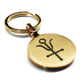 Stainless Steel Antimony Alchemical Symbol Round Medallion Keychain