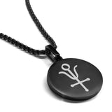 Stainless Steel Antimony Alchemical Symbol Round Medallion Pendant