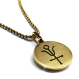 Stainless Steel Antimony Alchemical Symbol Round Medallion Pendant