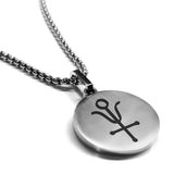 Stainless Steel Antimony Alchemical Symbol Round Medallion Pendant