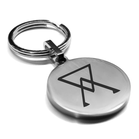 Stainless Steel Arsenic Alchemical Symbol Round Medallion Keychain
