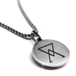 Stainless Steel Arsenic Alchemical Symbol Round Medallion Pendant