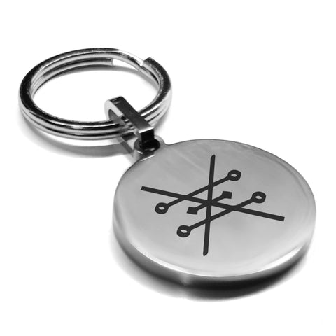 Stainless Steel Copper Alchemical Symbol Round Medallion Keychain