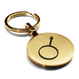 Stainless Steel Iron Alchemical Symbol Round Medallion Keychain