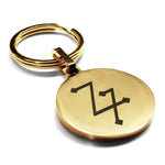 Stainless Steel Lead Alchemical Symbol Round Medallion Keychain