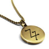 Stainless Steel Lead Alchemical Symbol Round Medallion Pendant