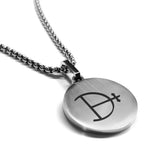 Stainless Steel Magnesium Alchemical Symbol Round Medallion Pendant