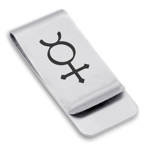 Stainless Steel Mercury Alchemical Symbol Classic Slim Money Clip