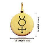 Stainless Steel Mercury Alchemical Symbol Round Medallion Pendant