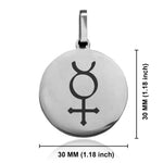 Stainless Steel Mercury Alchemical Symbol Round Medallion Pendant