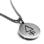 Stainless Steel Phosphorus Alchemical Symbol Round Medallion Pendant