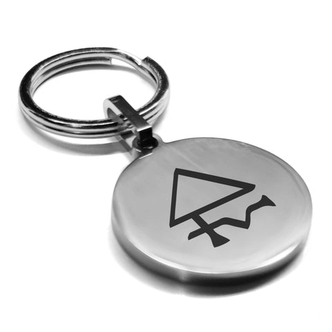 Stainless Steel Sulfur Alchemical Symbol Round Medallion Keychain