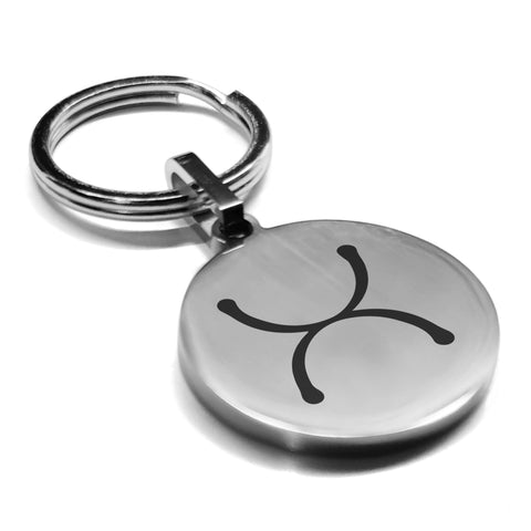 Stainless Steel Tin Alchemical Symbol Round Medallion Keychain