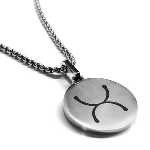 Stainless Steel Tin Alchemical Symbol Round Medallion Pendant