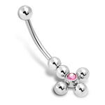 Stainless Steel Cubic Zirconia Flower Cross Hinged Belly Button Navel Ring - Comfort Zone Studios