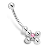 Stainless Steel Cubic Zirconia Flower Cross Hinged Belly Button Navel Ring - Comfort Zone Studios