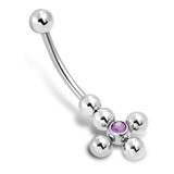 Stainless Steel Cubic Zirconia Flower Cross Hinged Belly Button Navel Ring - Comfort Zone Studios