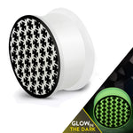 Glow in the Dark Soft Silicone Pattee Biker Iron Cross Saddle Ear Plugs, Pair - Comfort Zone Studios