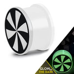 Glow in the Dark Soft Silicone Windmill Swirl Saddle Ear Plugs, Pair - Comfort Zone Studios