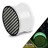 Glow in the Dark Soft Silicone Grid/Checker Pattern Saddle Ear Plugs, Pair - Comfort Zone Studios