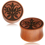 Organic Sawo Wood Spiritual Tree of Life Double Flared Saddle Ear Plugs, Pair - Comfort Zone Studios