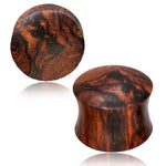 Organic Honey Wood Double Flared Saddle Ear Plugs, Pair - Comfort Zone Studios