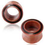 Organic Sawo Wood Tamarind Wood Inlay Double Flared Saddle Ear Tunnels, Pair - Comfort Zone Studios