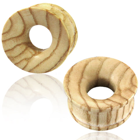 Organic Zebra Wood Double Flared Saddle Ear Tunnels, Pair - Comfort Zone Studios