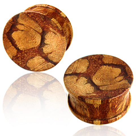 Organic Liana Wood Double Flared Saddle Ear Plugs, Pair - Comfort Zone Studios