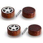 Organic Tamarind Wood Full All Star Round Circle Stainless Steel Faux Fake Cheater Ear Plugs Gauge, Pair - Comfort Zone Studios