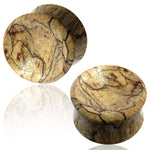 Organic Light Tamarind Wood Double Flared Saddle Ear Plugs, Pair - Comfort Zone Studios