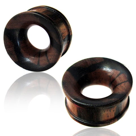 Organic Arang Wood Two-Tone Concave Double Flared Saddle Ear Tunnels, Pair - Comfort Zone Studios